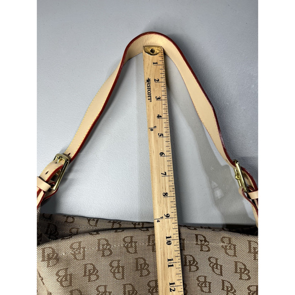 Dooney & Bourke Logo Monogram Print Jacquard Canvas Hobo Shoulder Bag Zip Top - Picture 14 of 16